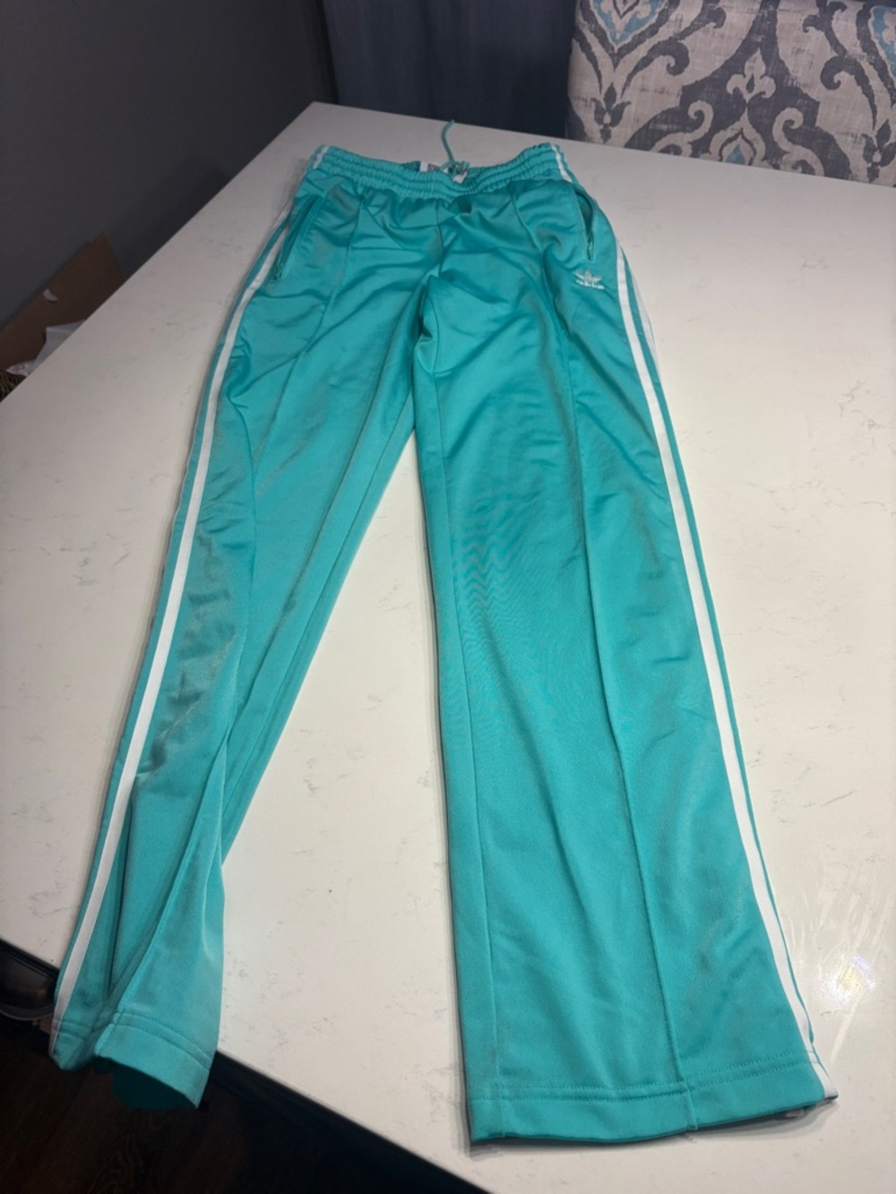 adidas Teal Jogger Pants with White Stripes